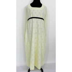 Vintage 70s Yellow Floral Lace Maxi Dress